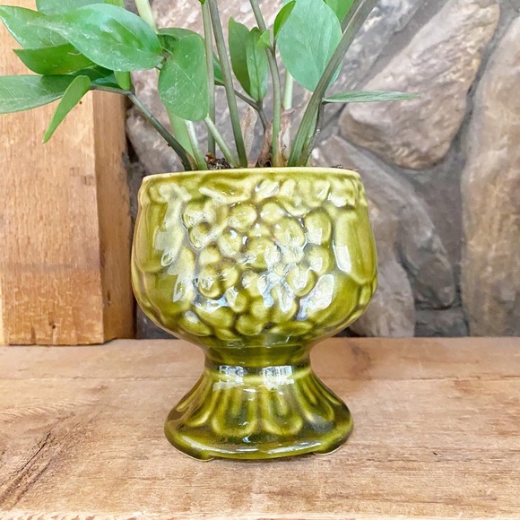 Vintage Green Mid Century House Plant Planter Display Pot Holder Boho Decor